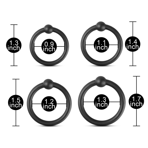 Kit de anillo de silicona de color negro de 4 piezas