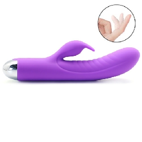 Vibrador de conejo de silicona de color púrpura de 20 velocidades con función de recolección de dedos
